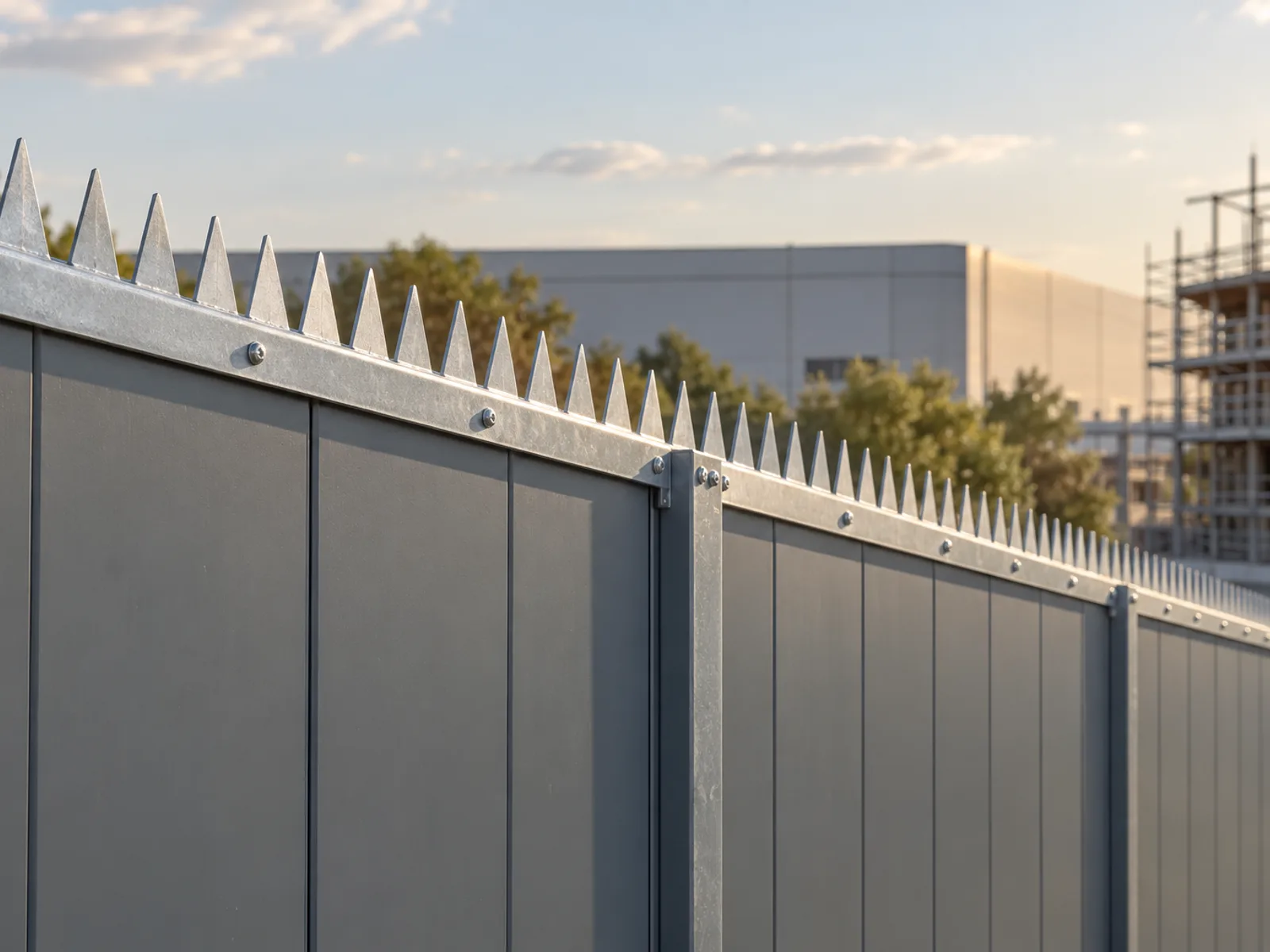 A finished run along a solid panel fence at dusk