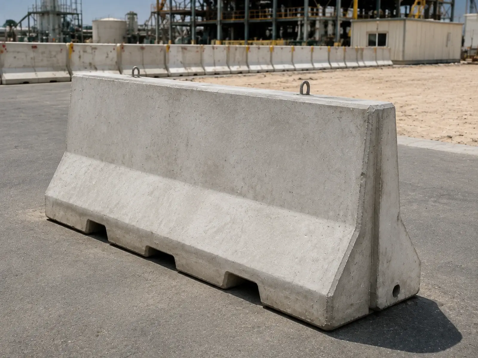 Precast concrete jersey barrier — full product view