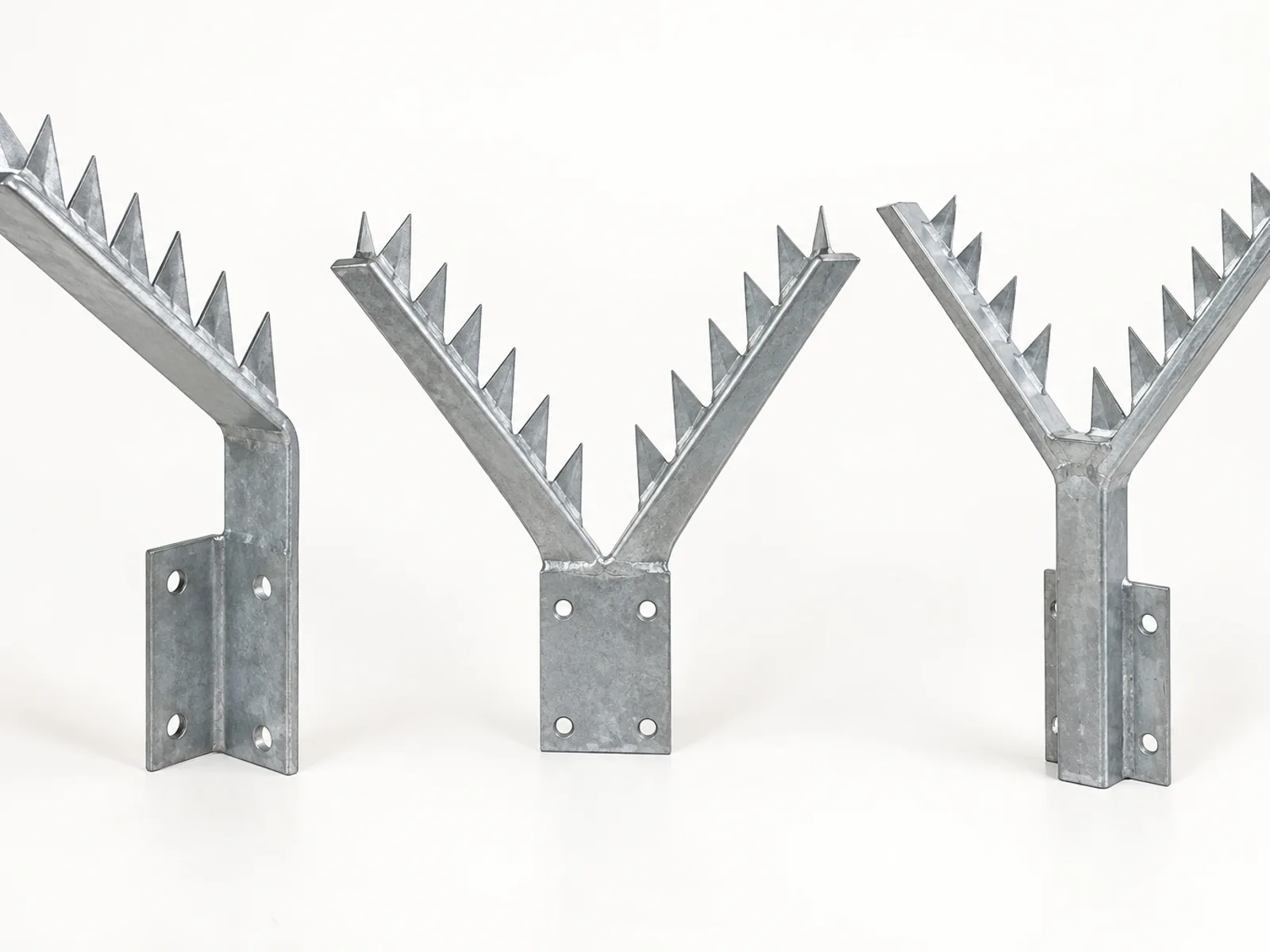 Cranked, V and Y arms side by side, base plates drilled