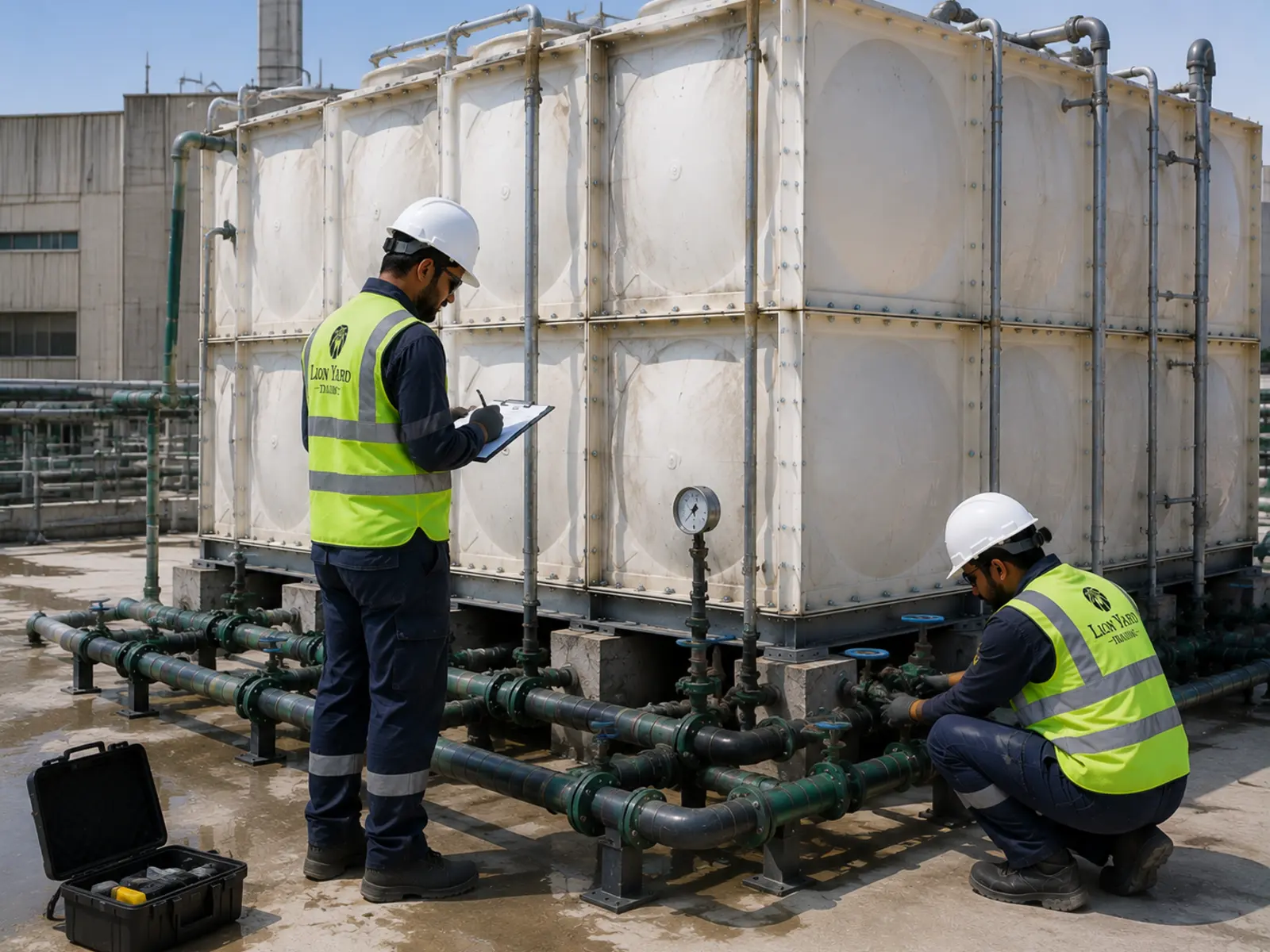 An engineer checking a completed installation