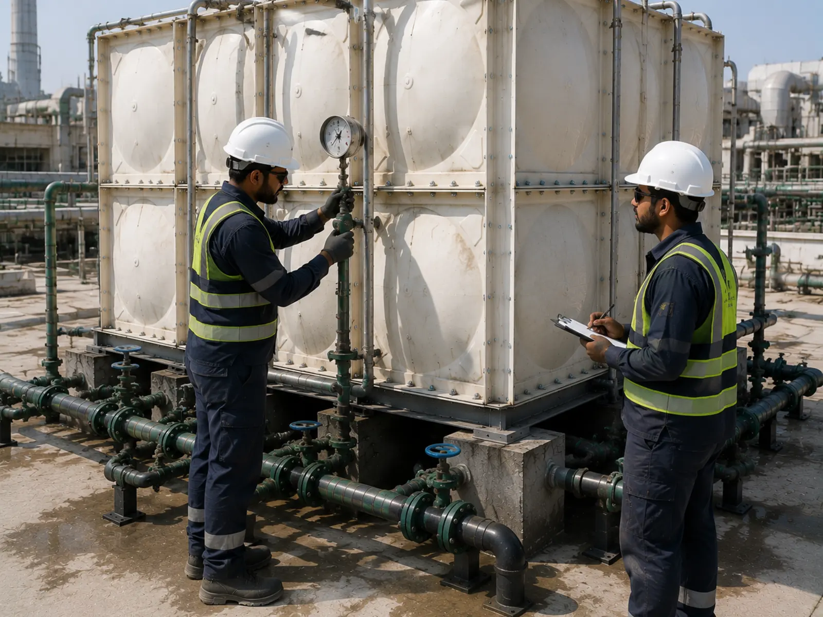 A unit being inspected before it is offered
