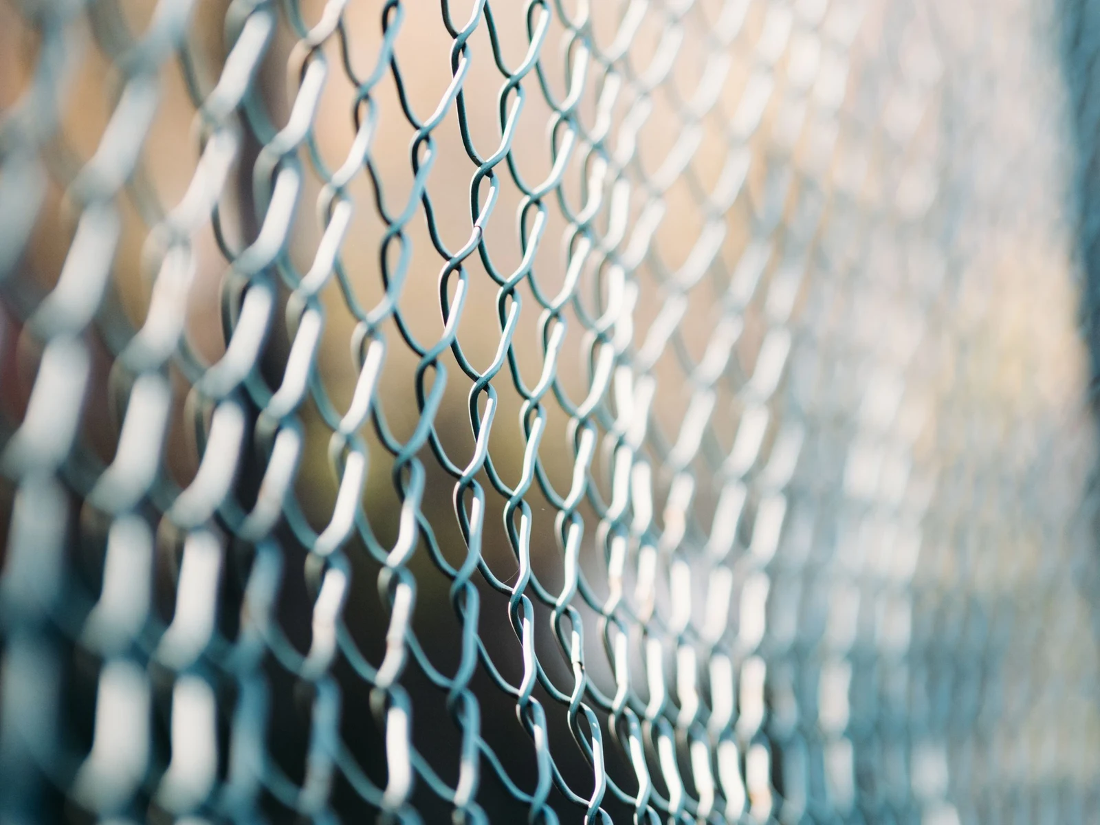Chain link perimeter fence, close up