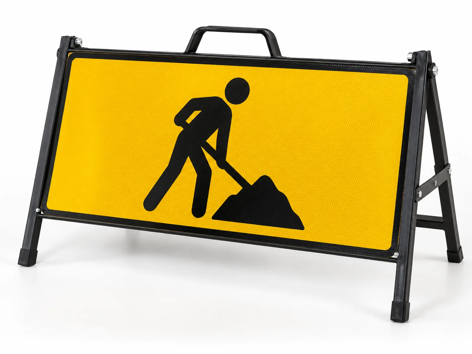 A portable folding board on its frame, carrying handle on top
