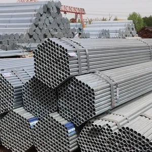 Bundles of galvanised steel pipes in the yard