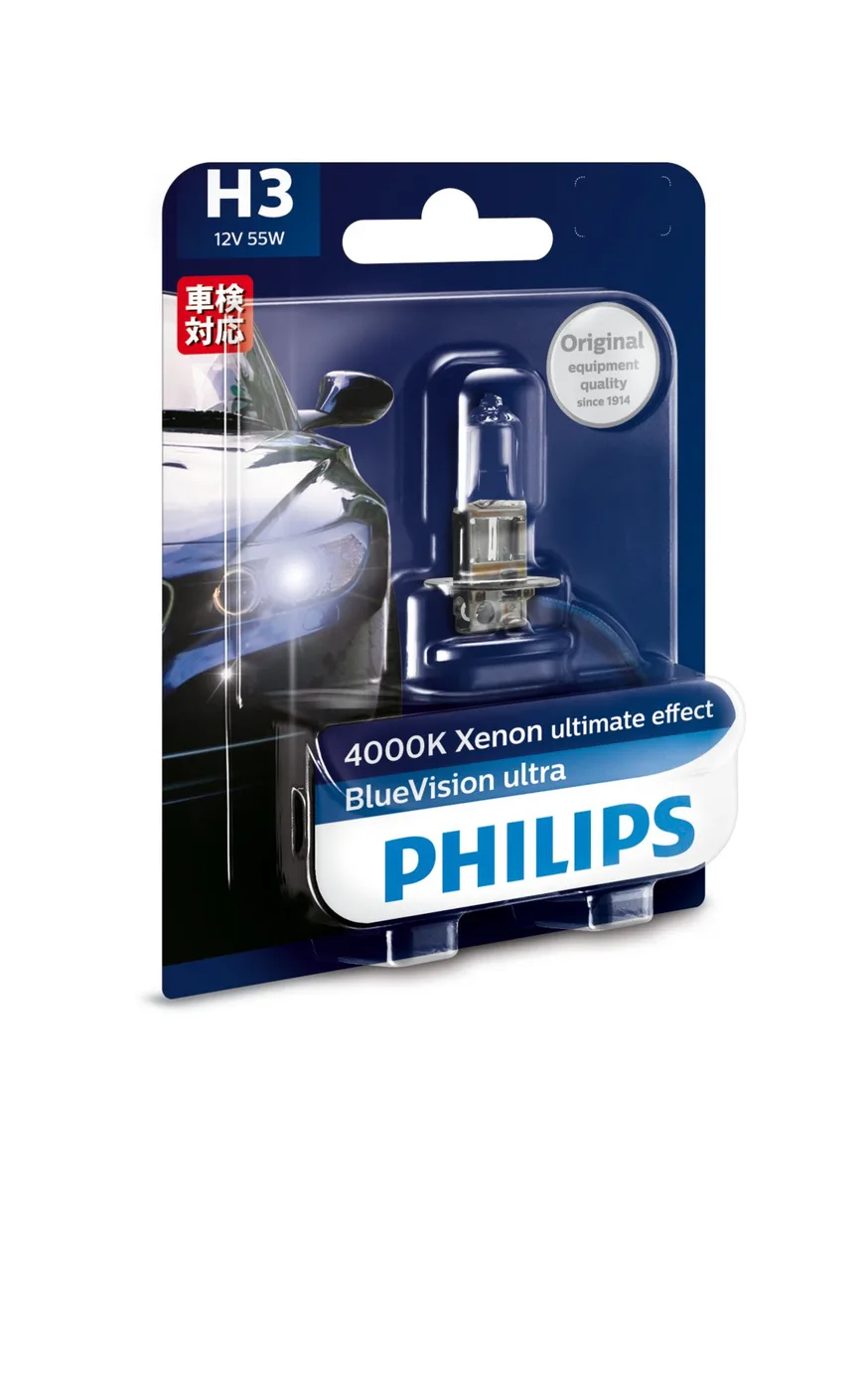 Philips BlueVision Ultra H3 12V 55W PK22s Headlight Bulb (discontinued)