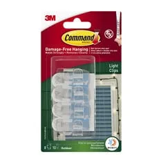 3M Command Outdoor Light Clips 17017CLR-AWP, 8 Clips and 10 Strips