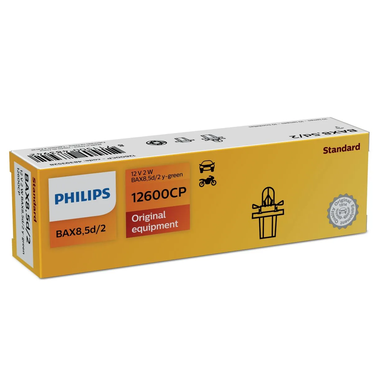 Philips Standard Bax 8.5d/2 Green 12V 2W Instrument Panel Bulb