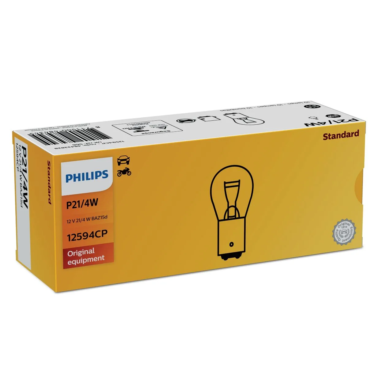 Philips Standard P21/4W 12V 21/4W BAZ15d Stop and Tail Bulb