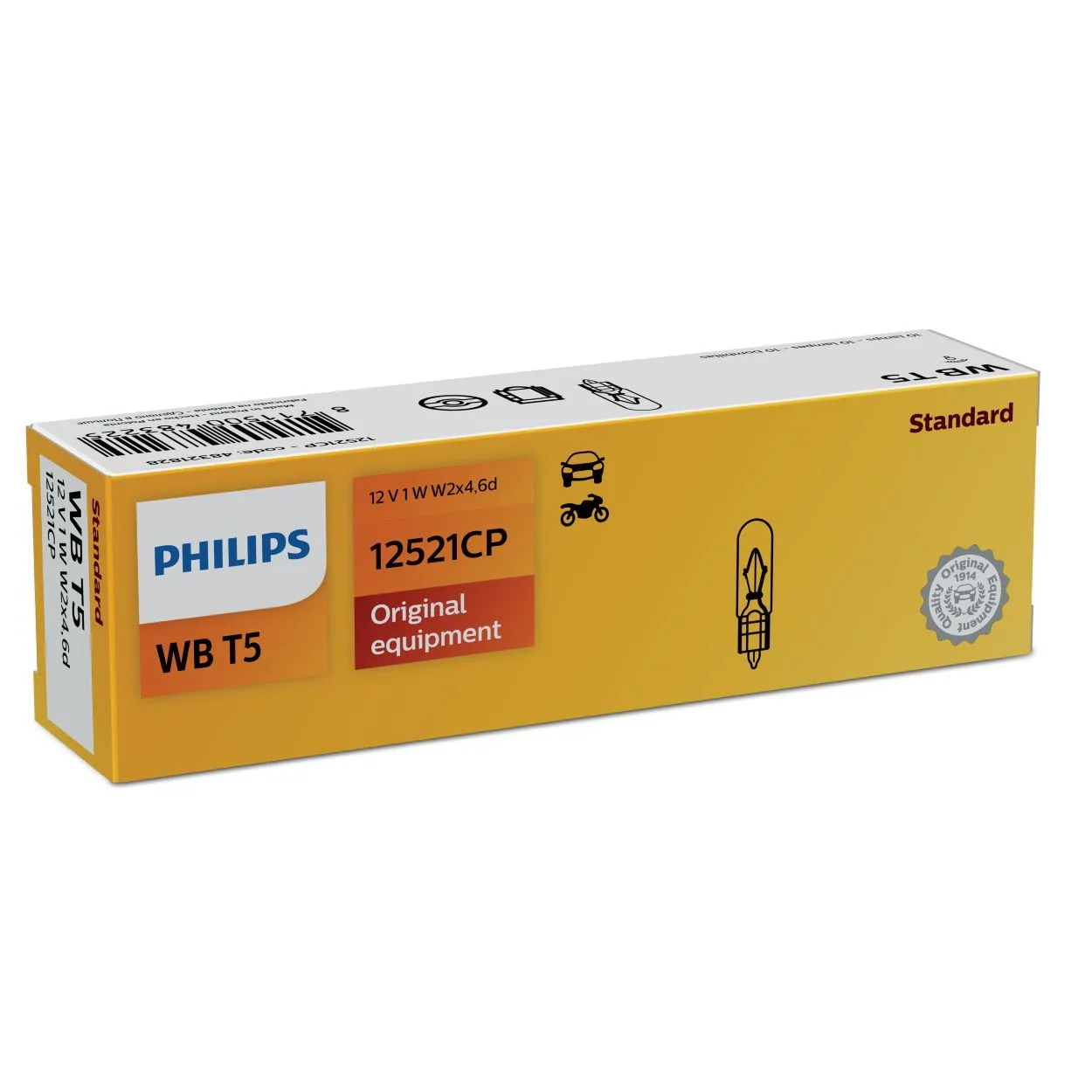 Philips Standard WB T5 12V 1W W2x4.6d Instrument Panel Bulb
