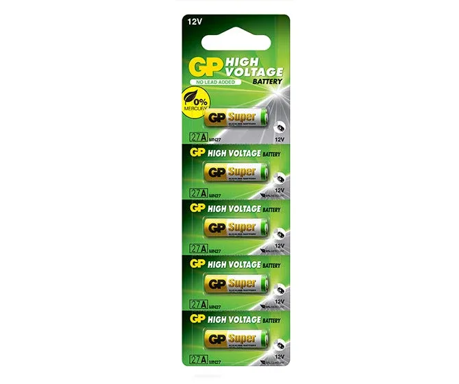 GP 27A Alkaline Battery 12V (27AF), Card of 5 (E-commerce Promo)
