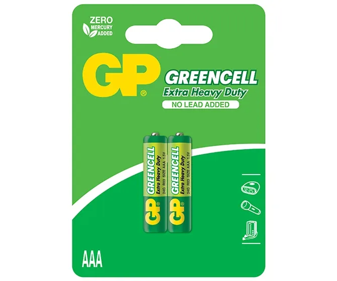 GP Greencell Extra Heavy Duty AAA Zinc Carbon Battery R03 1.5V, Pack of 6 (4+2)