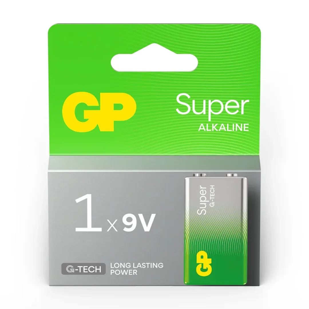 GP Super Alkaline 9V Battery 6LR61 (PP3), Single
