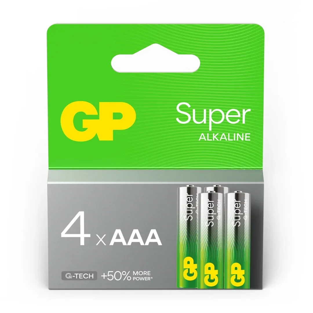 GP Super Alkaline AAA Battery LR03 1.5V, Pack of 4