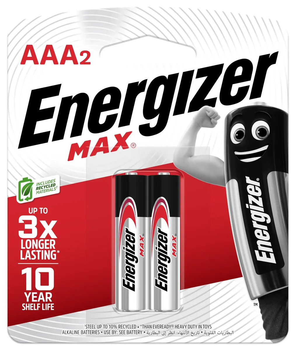 Energizer MAX AAA Alkaline Batteries, Pack of 2