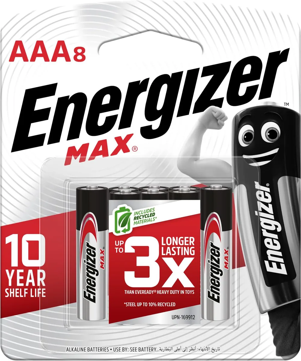 Energizer MAX AAA Alkaline Batteries, Pack of 8