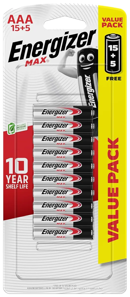 Energizer MAX AAA, Pack of 20 (15+5 promotion)