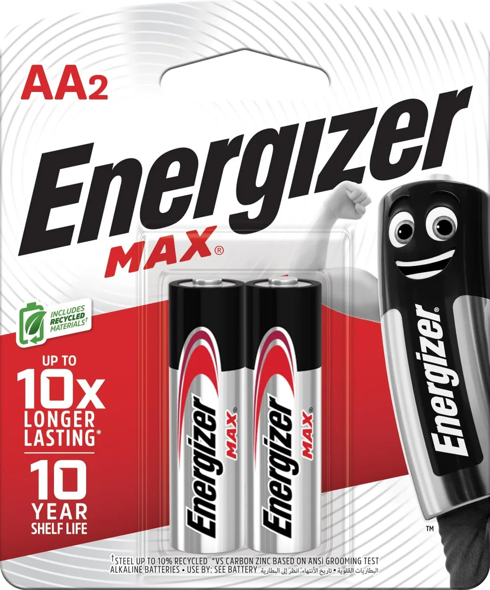 Energizer MAX AA Alkaline Batteries, Pack of 2