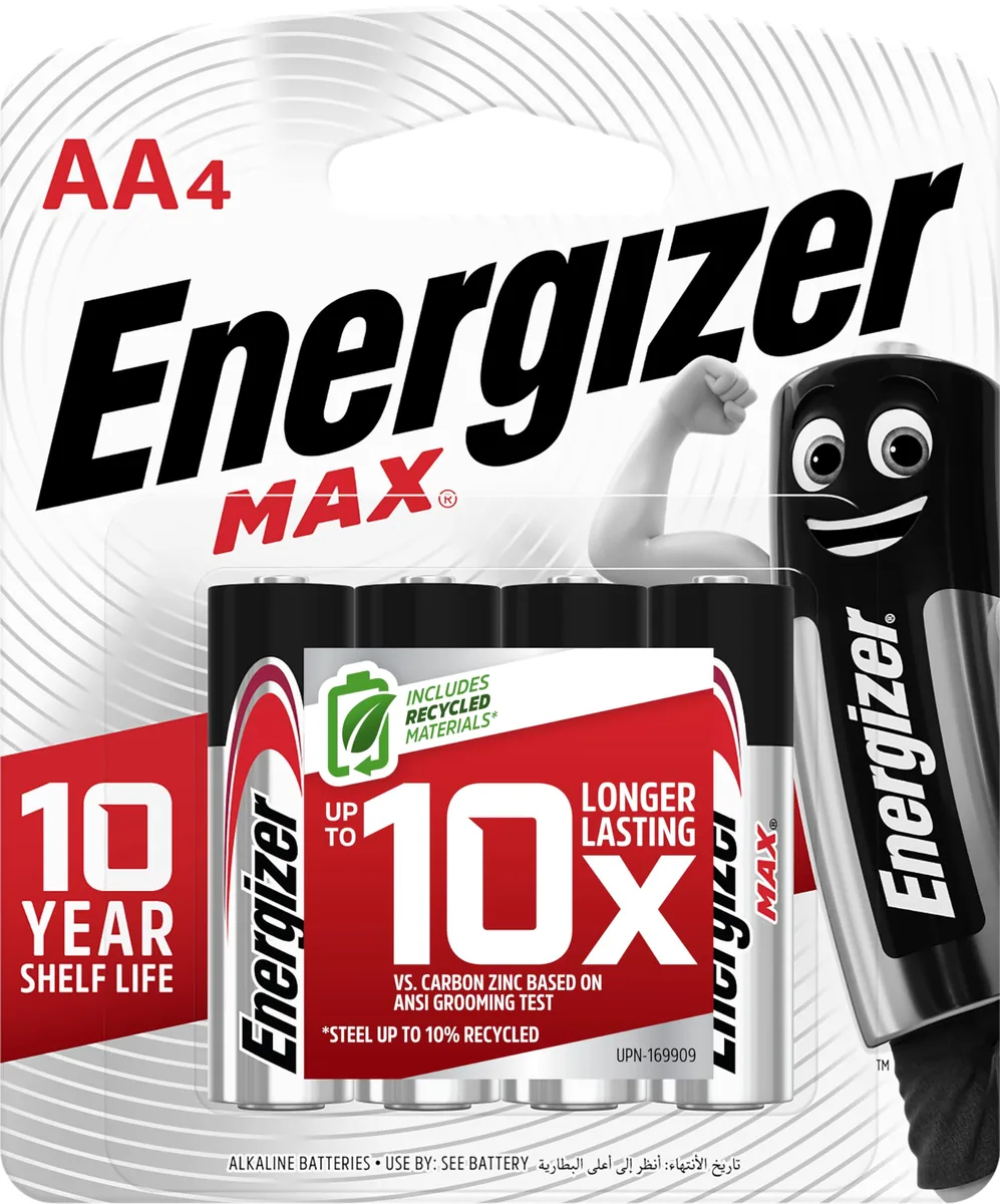 Energizer MAX AA Alkaline Batteries, Pack of 4