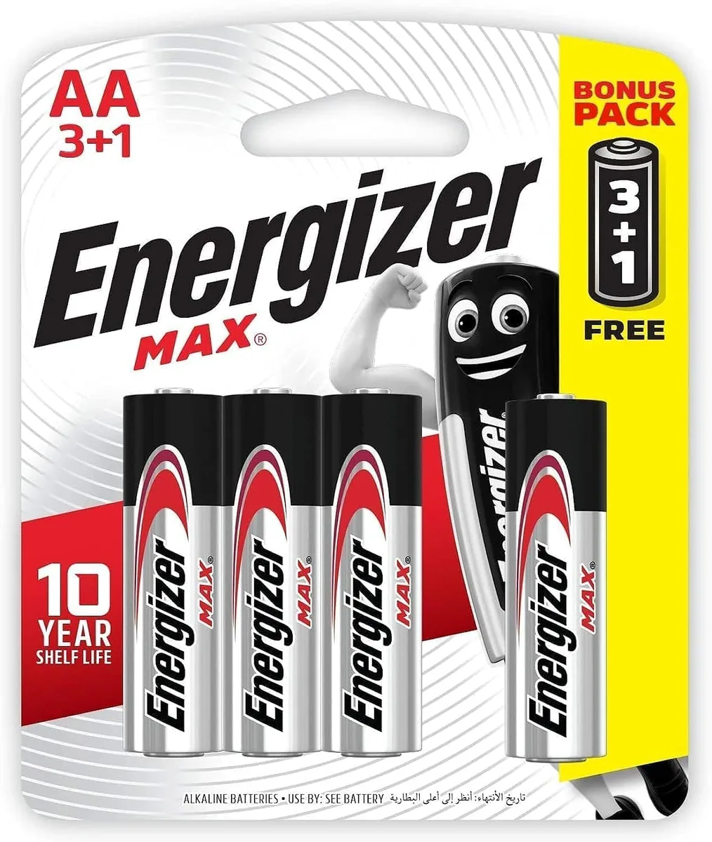 Energizer MAX AA, Pack of 4 (3+1 Bonus Pack)