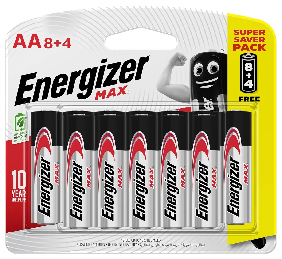 Energizer MAX AA, Pack of 12 (8+4 promotion)
