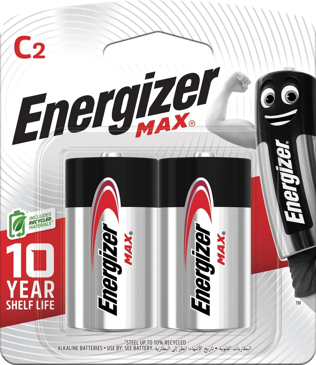 Energizer MAX C Alkaline Batteries, Pack of 2