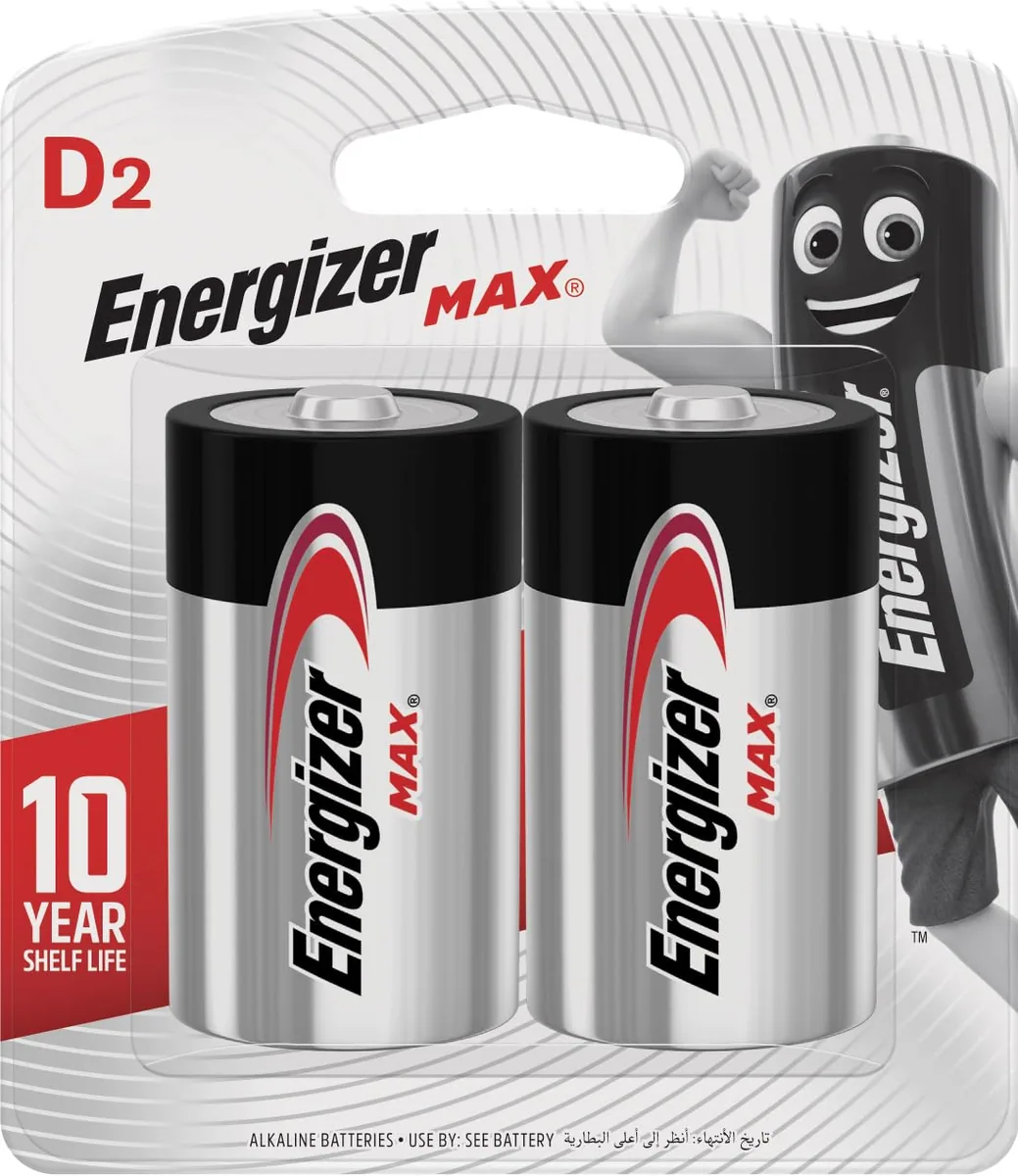 Energizer MAX D Alkaline Batteries, Pack of 2