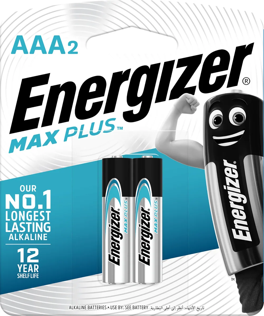 Energizer MAX PLUS AAA Alkaline Batteries, Pack of 2