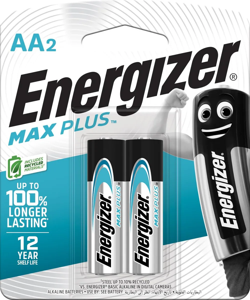 Energizer MAX PLUS AA Alkaline Batteries, Pack of 2