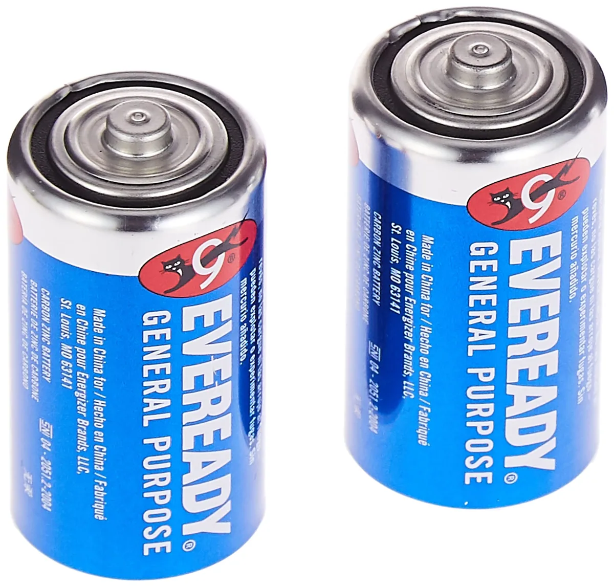 Eveready Blue C Carbon Zinc Batteries, Shrink Pack of 2