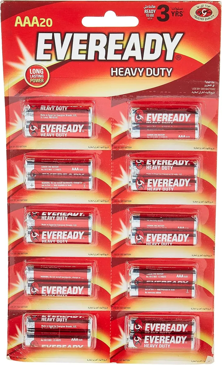 Eveready Heavy Duty AAA (1012), Pack of 2 (10-pack counter strip)