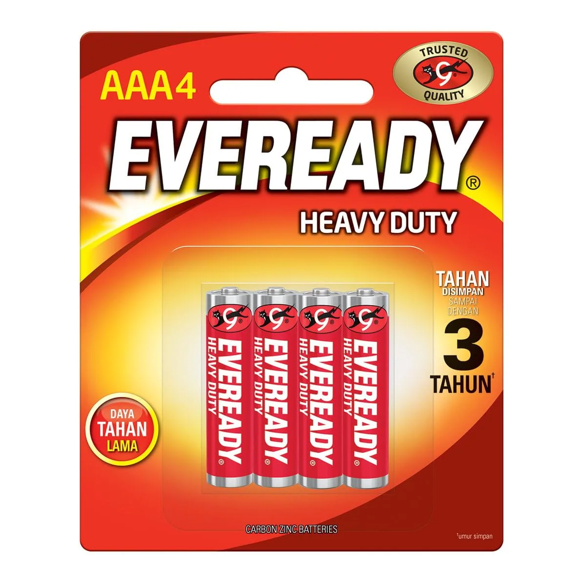 Eveready Heavy Duty AAA Carbon Zinc Batteries, Pack of 4