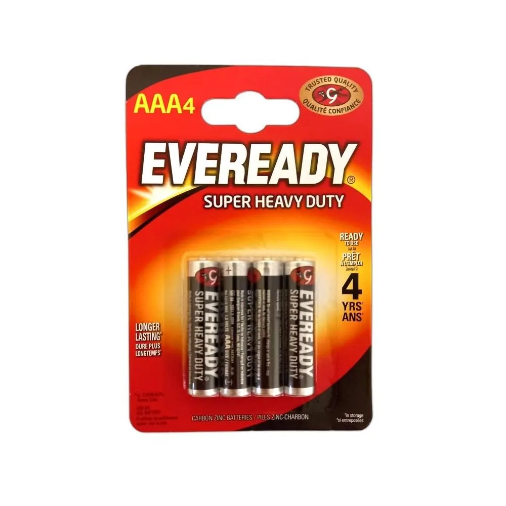 Eveready Super Heavy Duty AAA Carbon Zinc Batteries, Pack of 4