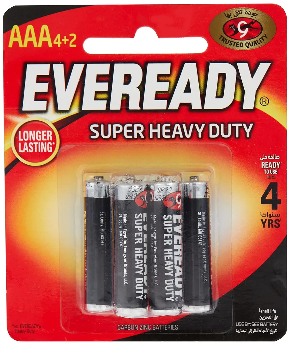 Eveready Super Heavy Duty AAA (1212), Pack of 6 (4+2 promotion)