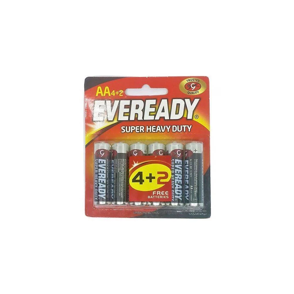 Eveready Super Heavy Duty AA (1215), Pack of 6 (4+2 promotion)