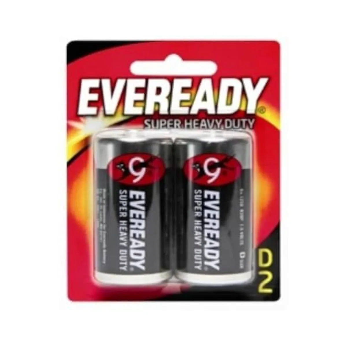 Eveready Super Heavy Duty D Carbon Zinc Batteries, Pack of 2