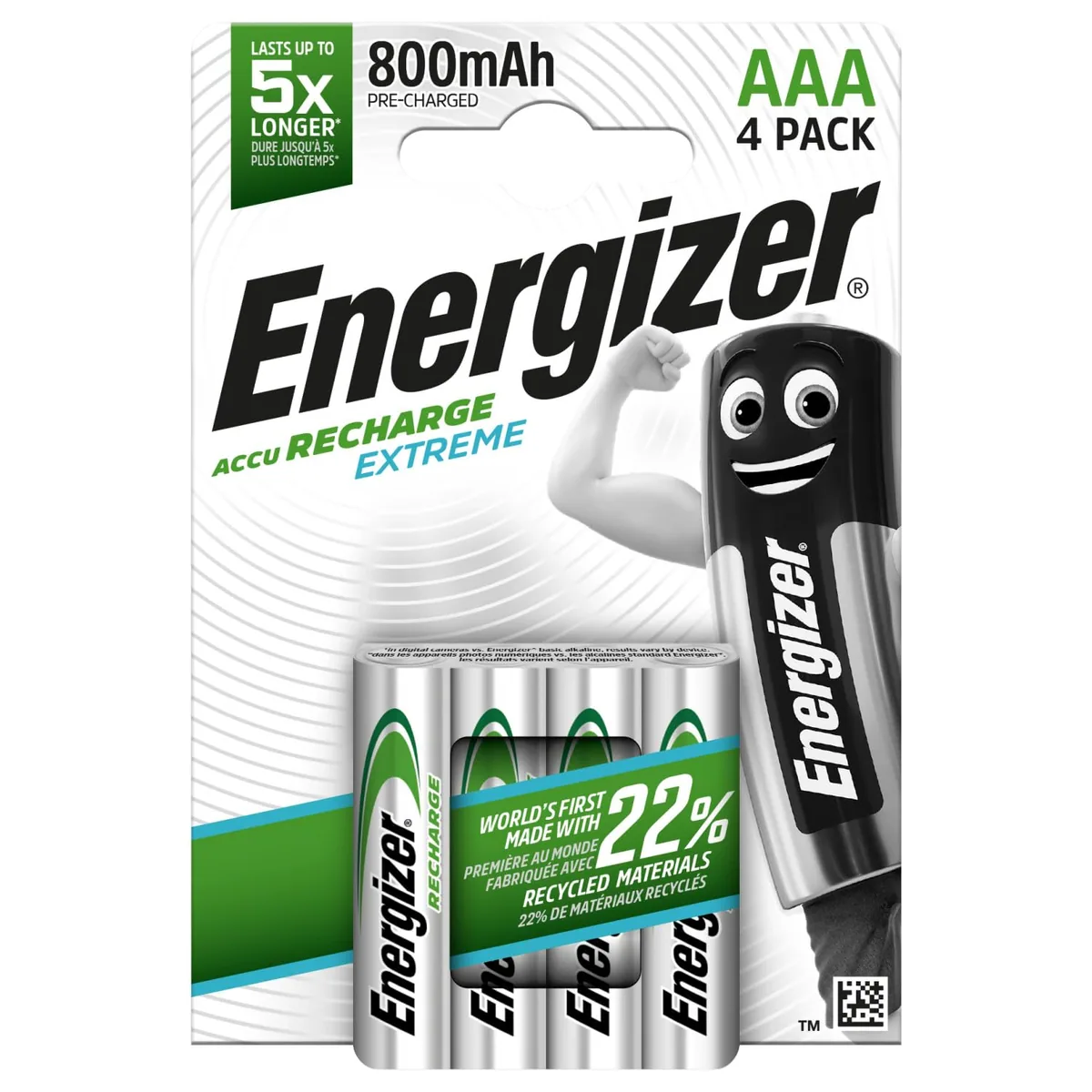 Energizer Recharge Extreme AAA 800 mAh, Pack of 4