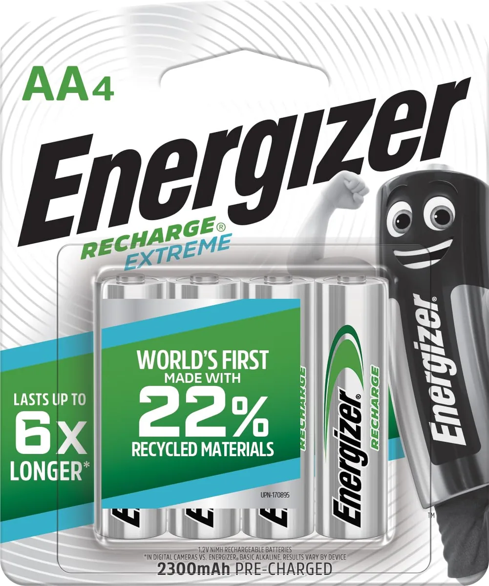Energizer Recharge Extreme AA 2300 mAh, Pack of 4
