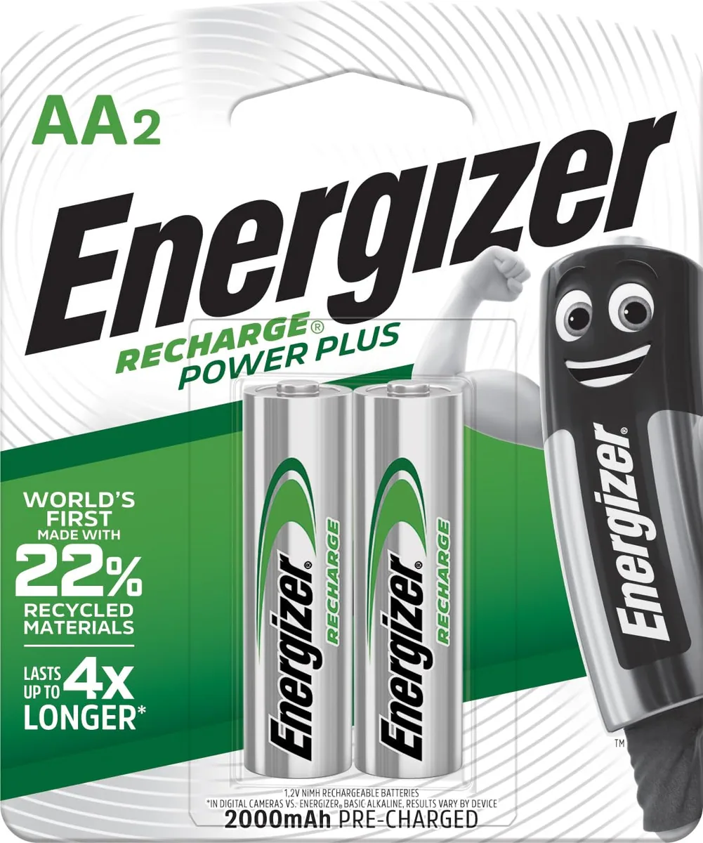 Energizer Recharge Power Plus AA 2000 mAh, Pack of 2