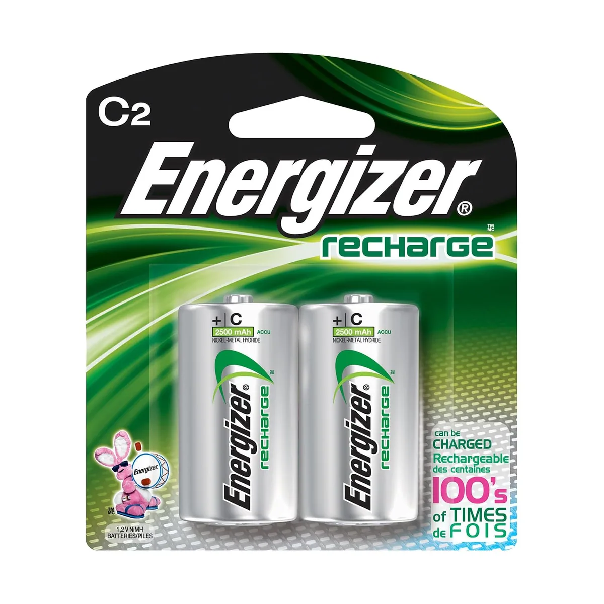 Energizer Recharge Universal C 2500 mAh, Pack of 2