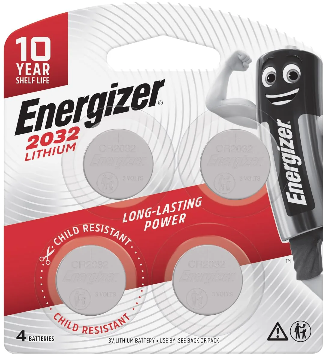 Energizer 2032 Lithium Coin, Pack of 4