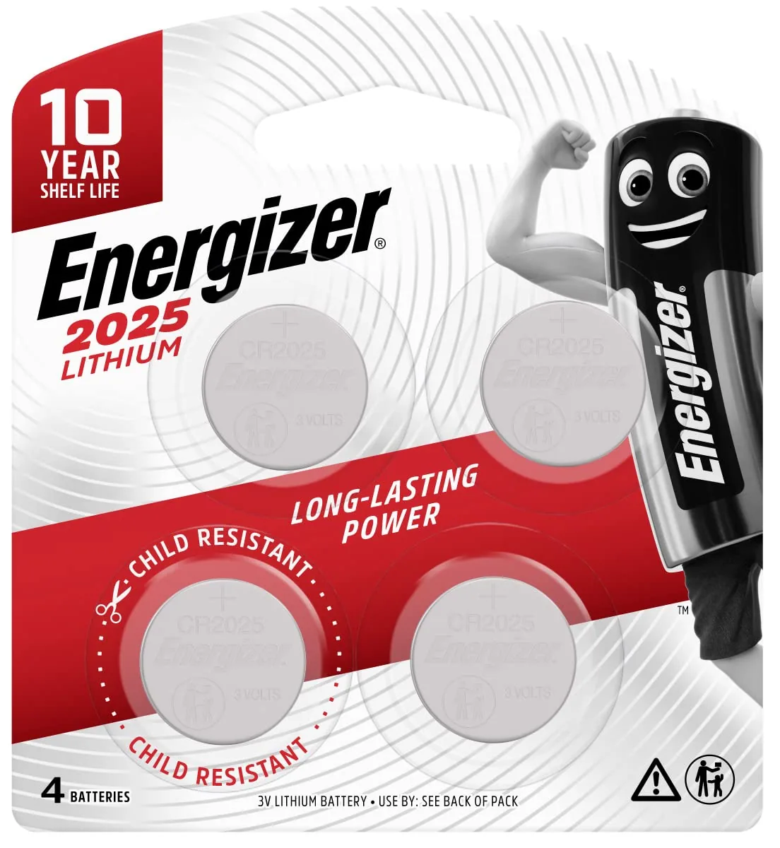 Energizer 2025 Lithium Coin, Pack of 4