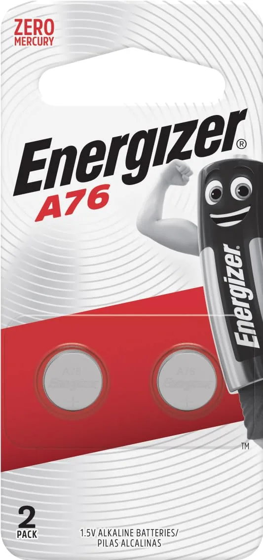 Energizer A76 Alkaline (LR44), Pack of 2