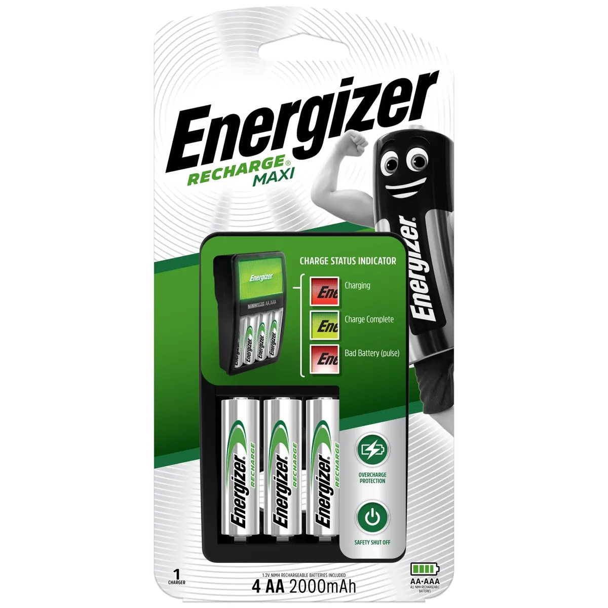 Energizer Recharge Maxi Charger with 4 x AA 2000 mAh NiMH Batteries
