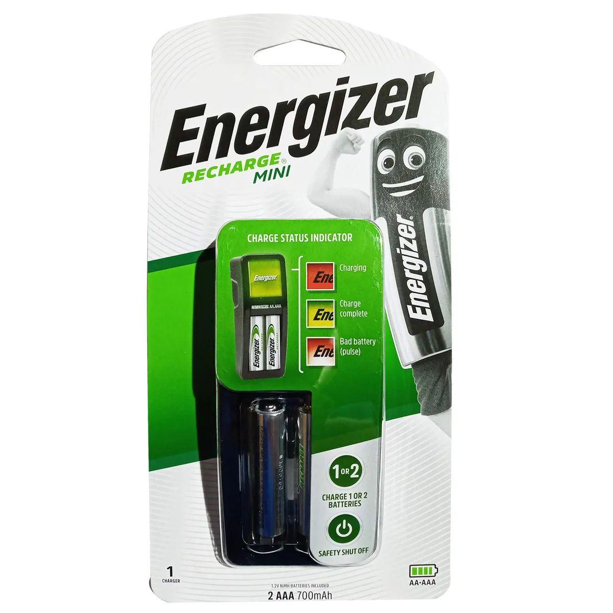 Energizer Recharge Mini Charger with 2 x AAA 700 mAh NiMH Batteries