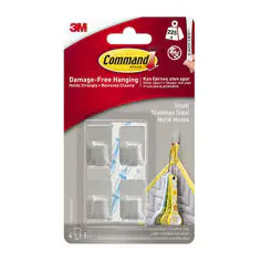3M Command Small Metal Hooks 17031-SS, Stainless Steel, 4 Hooks and 5 Strips