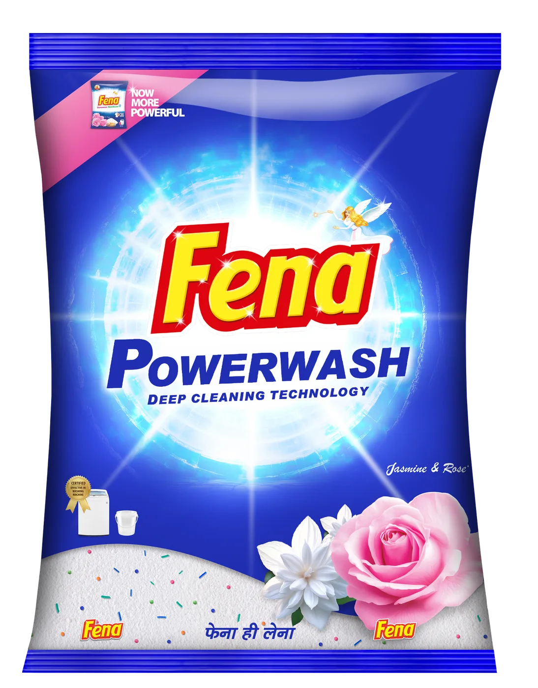 Fena Powerwash Detergent Powder Jasmine & Rose 1 kg Poly Bag