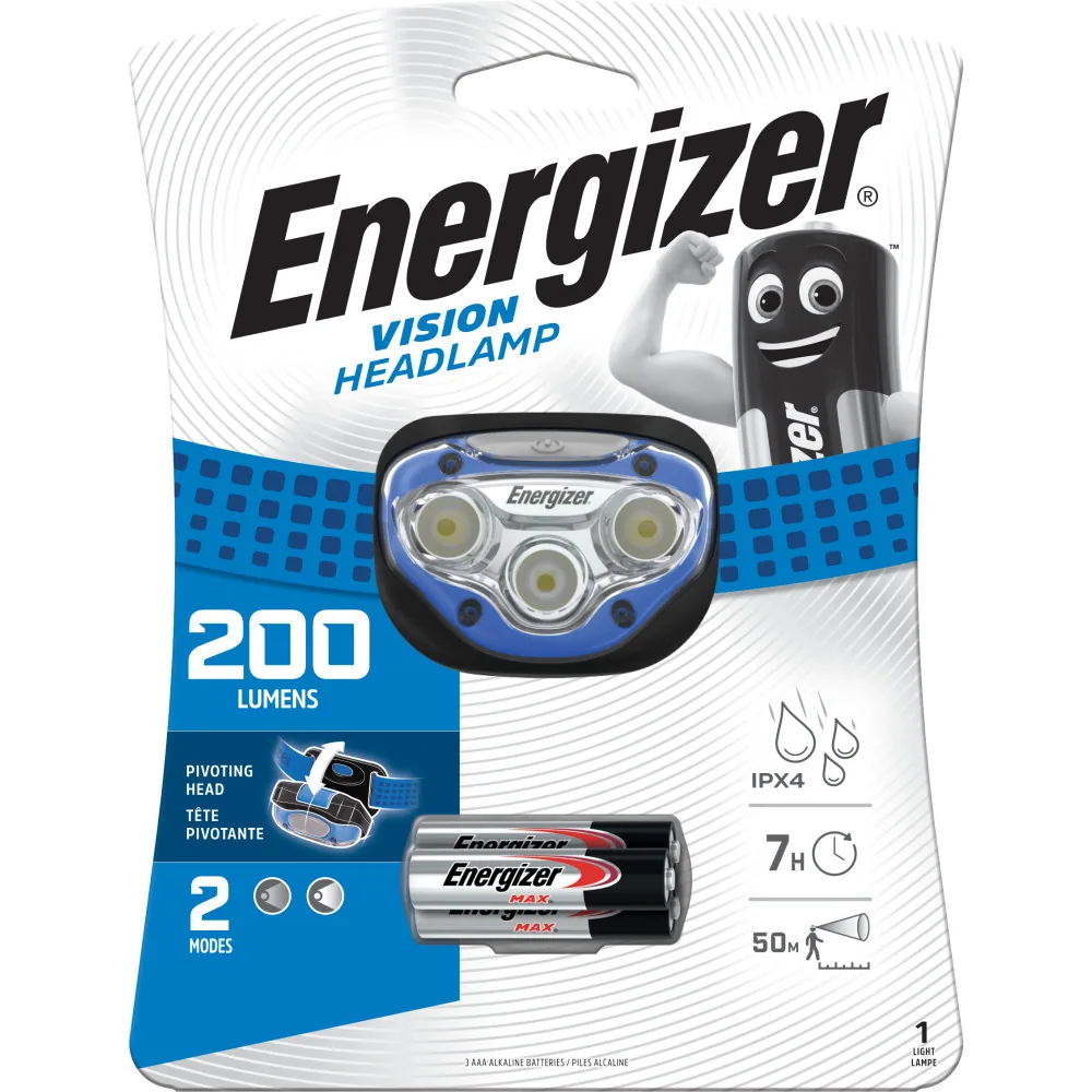 Energizer Vision Headlamp, 200 Lumens (3 x AAA)