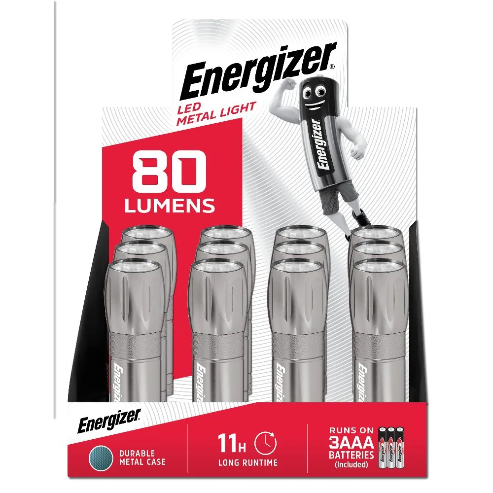 Energizer LED Metal Light, 80 Lumens (3 x AAA) - 12-Piece Counter Display