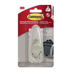 3M Command Forever Classic Large Metal Hook FC13-BN, Brushed Nickel