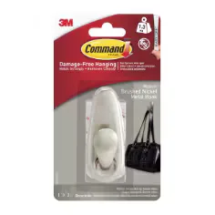 3M Command Forever Classic Medium Metal Hook FC12-BN, Brushed Nickel